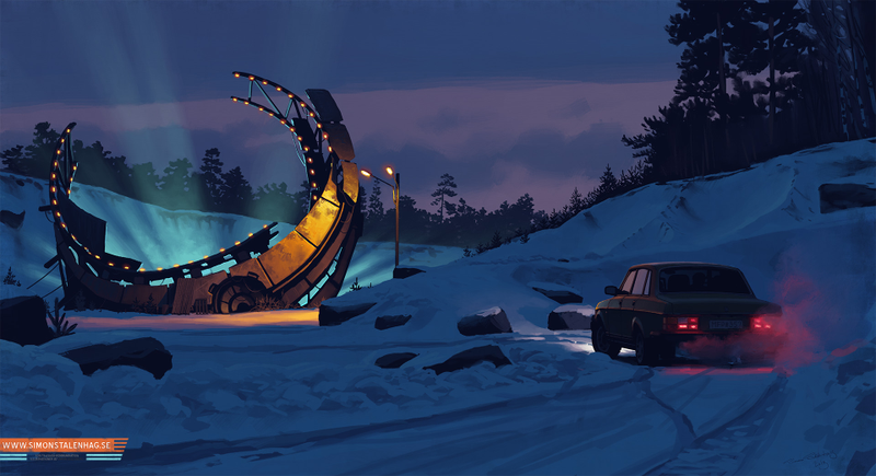 Illustration for article titled Cool paintings show the everyday life of a post-futuristic world